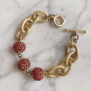 Oia Jules Pavé Gold/Ruby Chain Bracelet